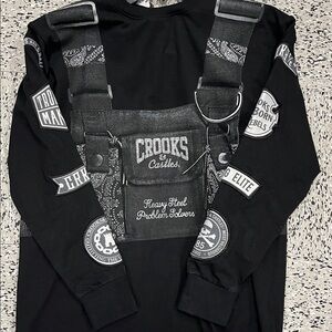 Crooks & Castles Black Harness Graphic Long Sleeve